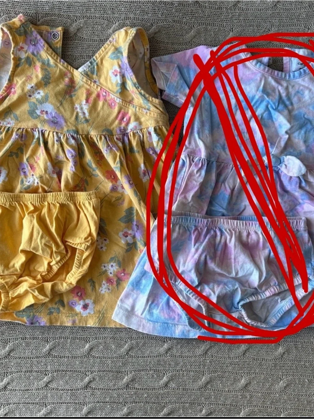 EUC Carter’s 6pc Baby Girl Dress + Bloomer Bundle, Pastel Florals, 18 Months